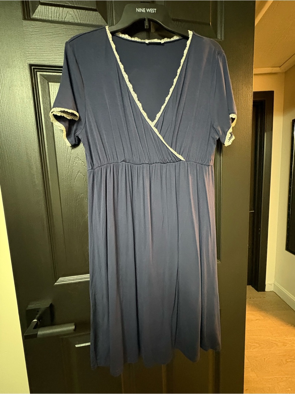 Navy Lace-Trim Sleep gown for Women